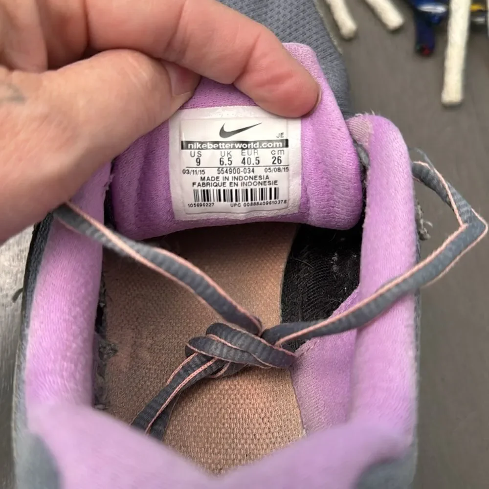 Nike Revolution 2 Gray peach, purple‎ running shoes size 9